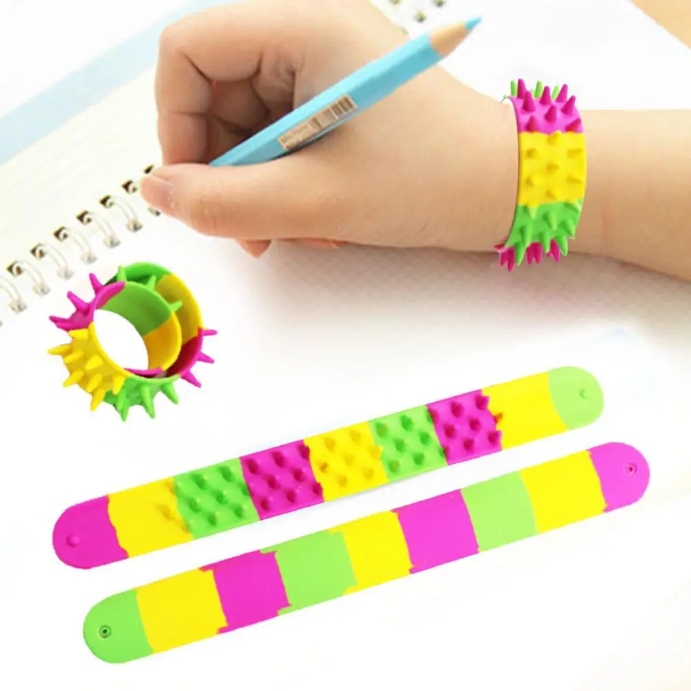 Spiky Slap Bracelet Classic Toy Antistress For Children Autism Silicone Spike Fidget Bracelets Office School Classroom Sensory | Игрушки и