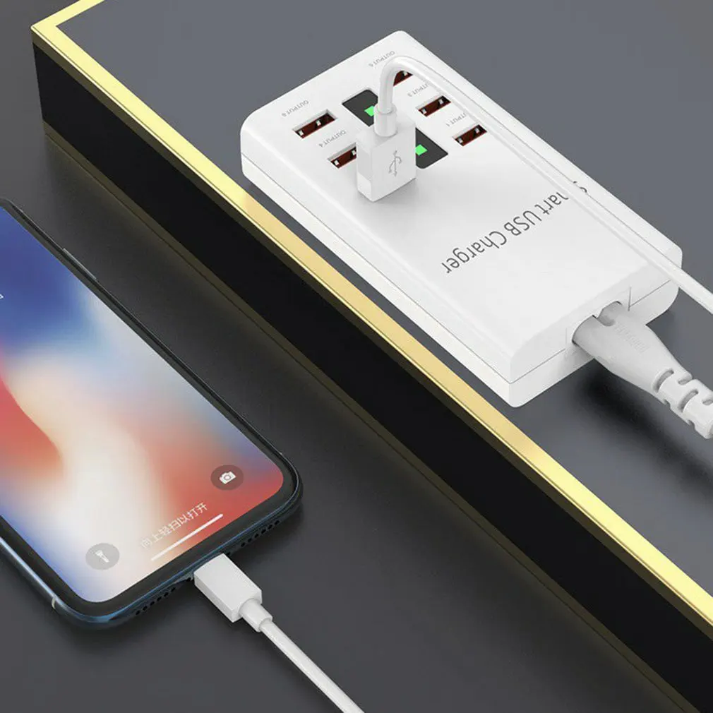 5V 6A 30W USB Charger Hub 6 Ports Plug Power Socket Dock Fast Charging Extension Adapter For Mobile Phone Tablet | Электроника