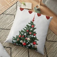 merry christmas cushion cover christmas tree hearts printed 4545cm christmas pillowcase gifts xmas cushion decorative for home