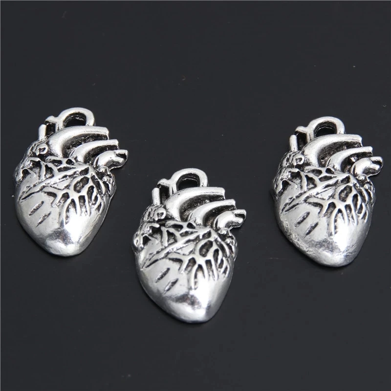 

8pcs Silver Color Human Heart Organ Charms Science Medicine Anatomical Pendant Biology Jewelry Finding A2993