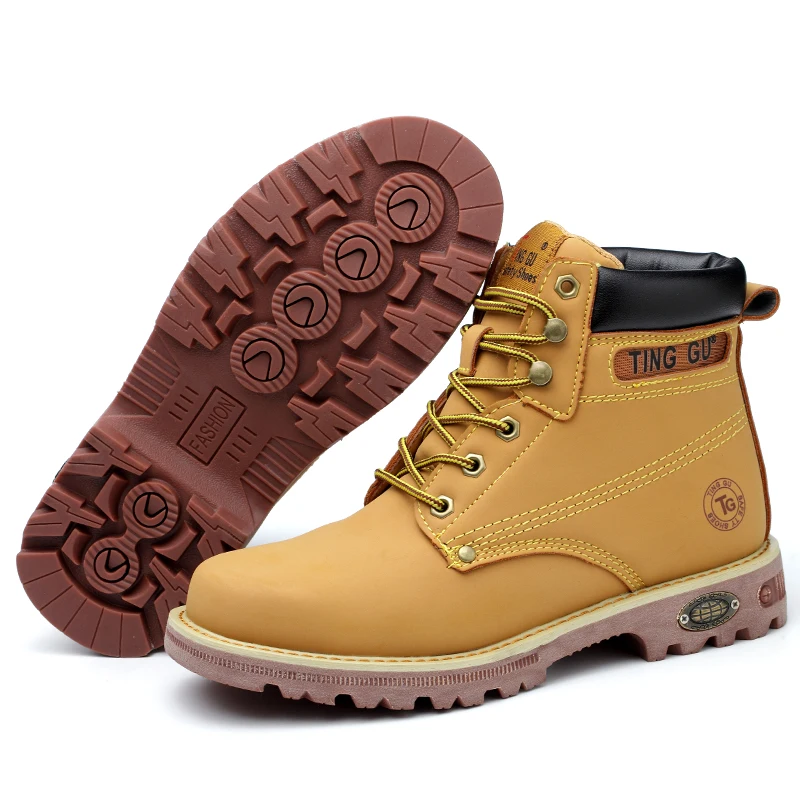 

Factory hot sale high-top Security Leather Work Safety Boots Safety shoes for Men Hiking shoes Waterproof Rubber sole Steal Toe