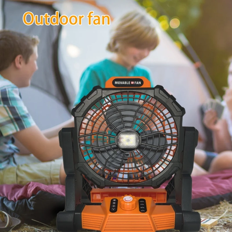 

Outdoor Portable Camping Tent Fan with LED Light 7800mAh Battery Solar Powered Rechargeable Cordless Rotation Lantern with Hook