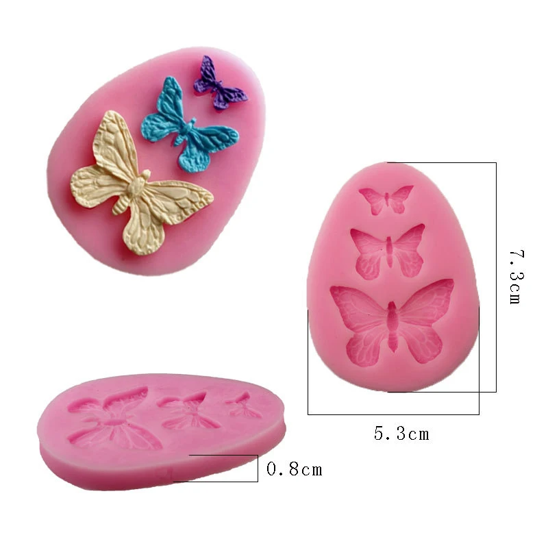 

Pink Butterfly Fondant Cake Silicone Mold Biscuits Pastry Mould Ice cube Chocolate Candy Molds Cake Decoration Baking Tools