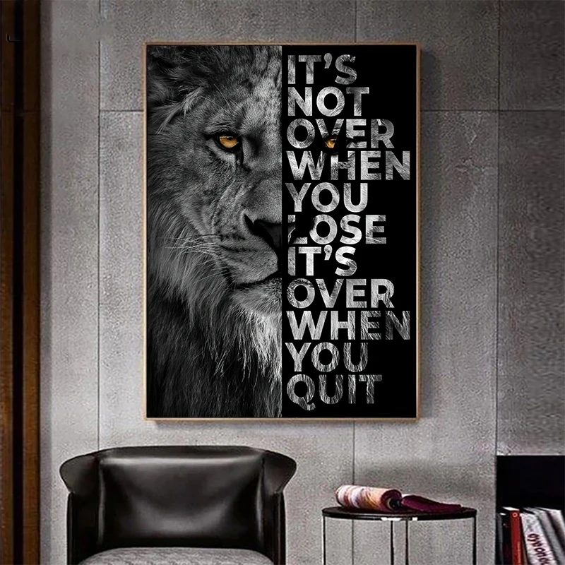

Wall Decor Animal Motivation Art Poster Lion Quote Office Home Decor Inspiring Words Prints Modern Decoration for Room
