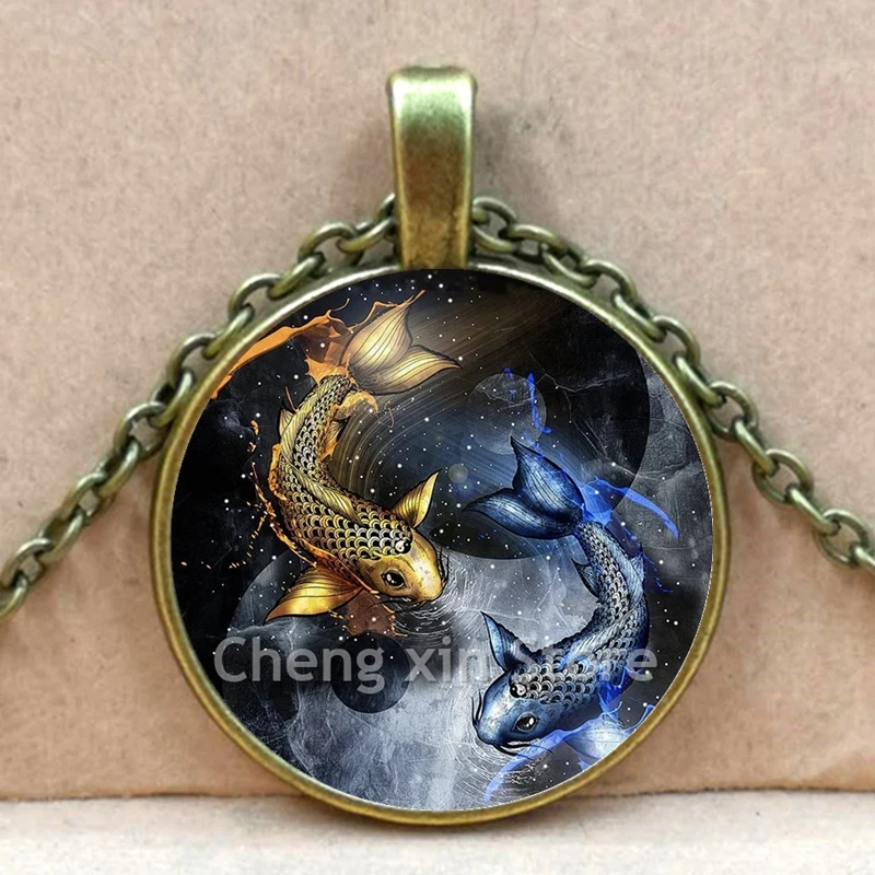 Инь и Янь рыбы Цепочки ожерелья тайский серебряный кулон китайский даосизм Багуа