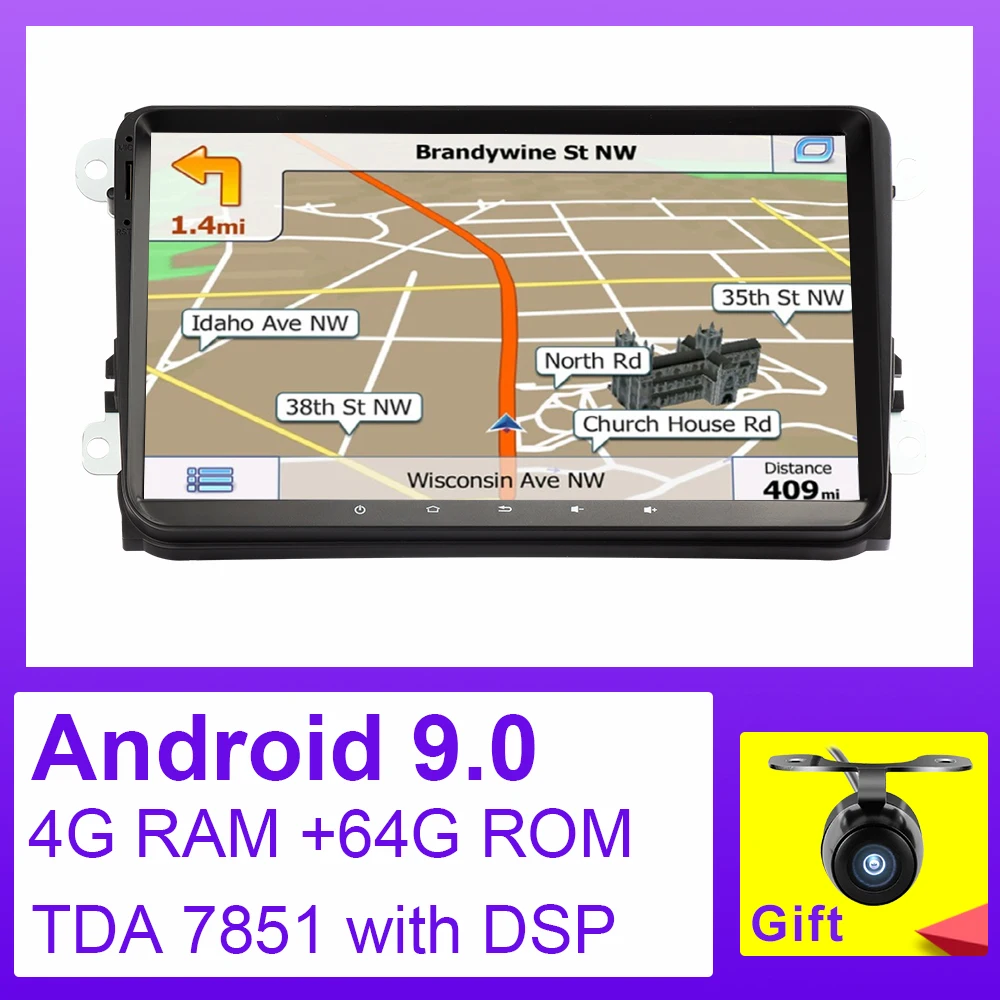 4G 64G PX5 WITH DSP Eunavi 2 Din 9 ''Android 9,0 4G ram автомобильное радио стерео gps Navi для VW Passat B6 CC Polo GOLF 5 6 Touran Jetta Tiguan Magotan Seat - Цвет: 4G 64G PX5 WITH DSP