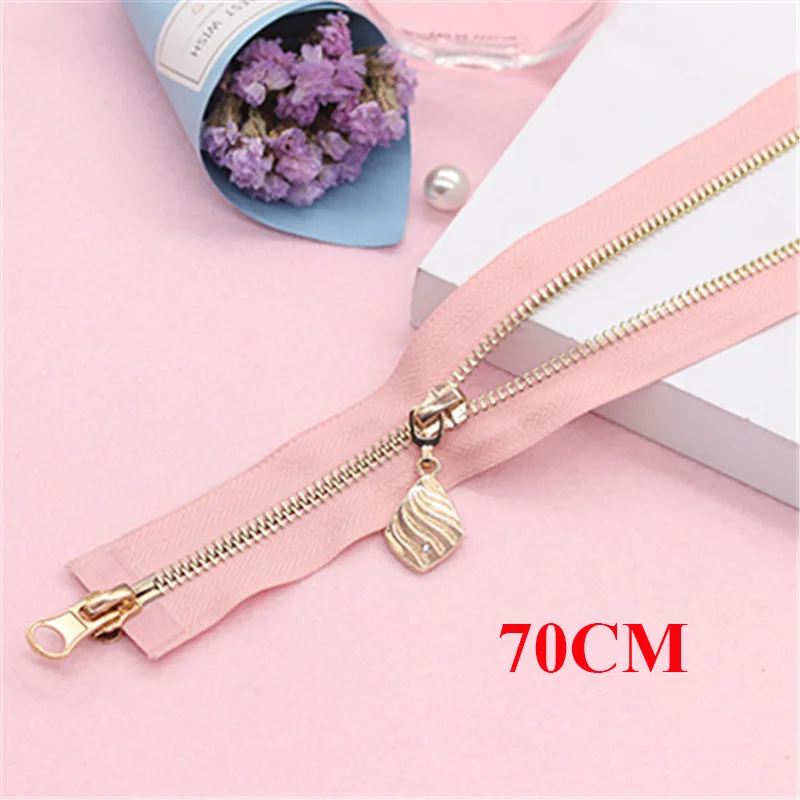 pink 70cm Meetee 5#70-120 см металлическая молния двойной ползунок открывающийся Декор молния для DIY швейная одежда пальто куртка ремесла аксессуары AP543 - Цвет: pink 70cm