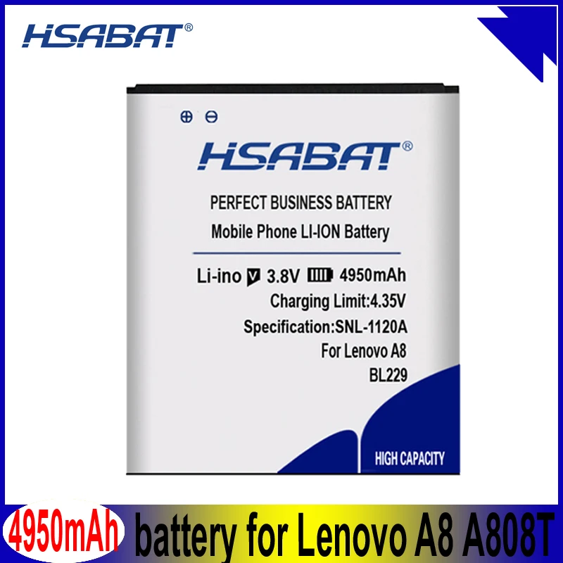 Аккумулятор HSABAT BL229 4950 мАч для Lenovo A8 A808T A806|Аккумуляторы мобильных телефонов| |