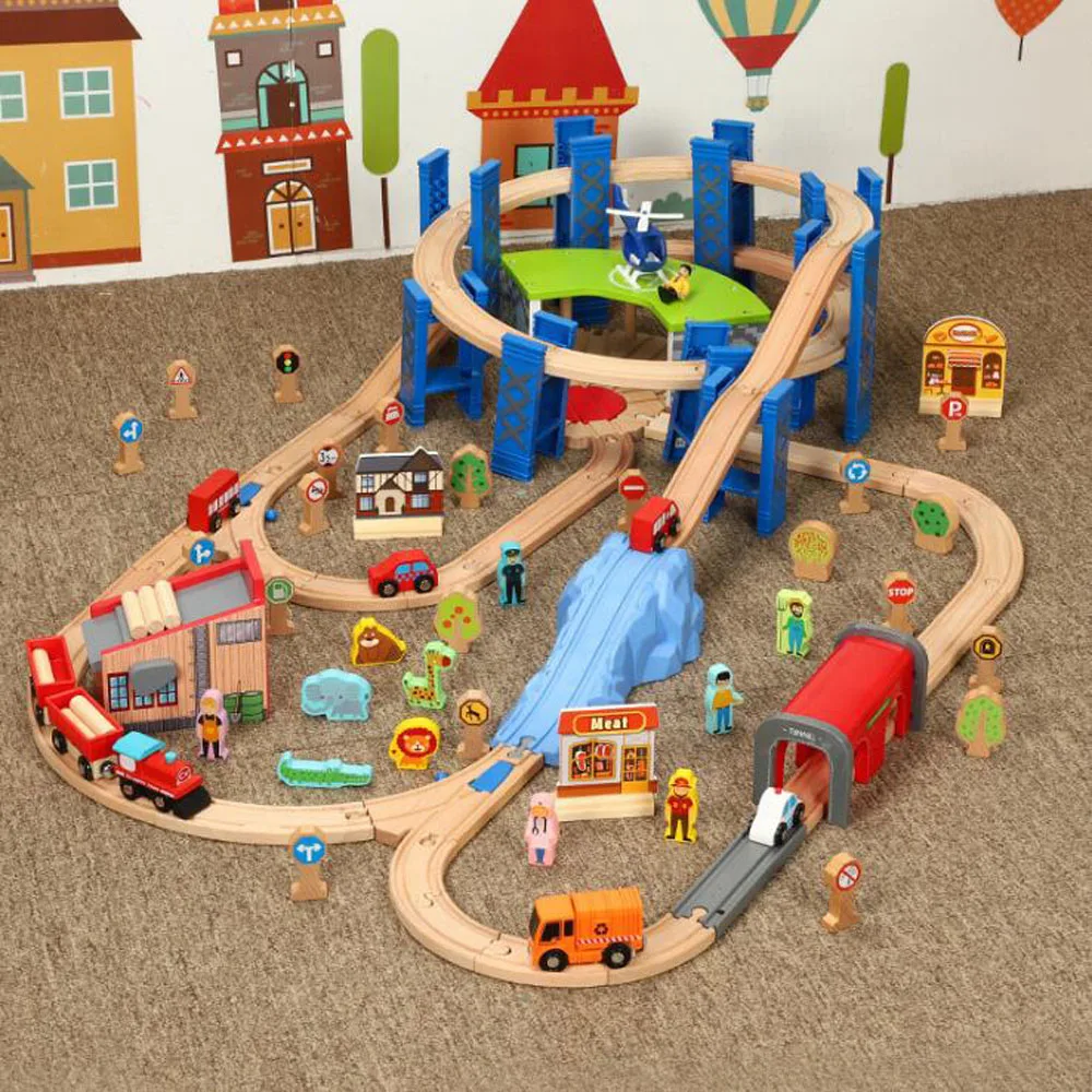 

Wooden Train Track Set Wood Railway Accessories Track Bridge Piers With Fit Wooden Thoma Biro Tracks Toys for Kids