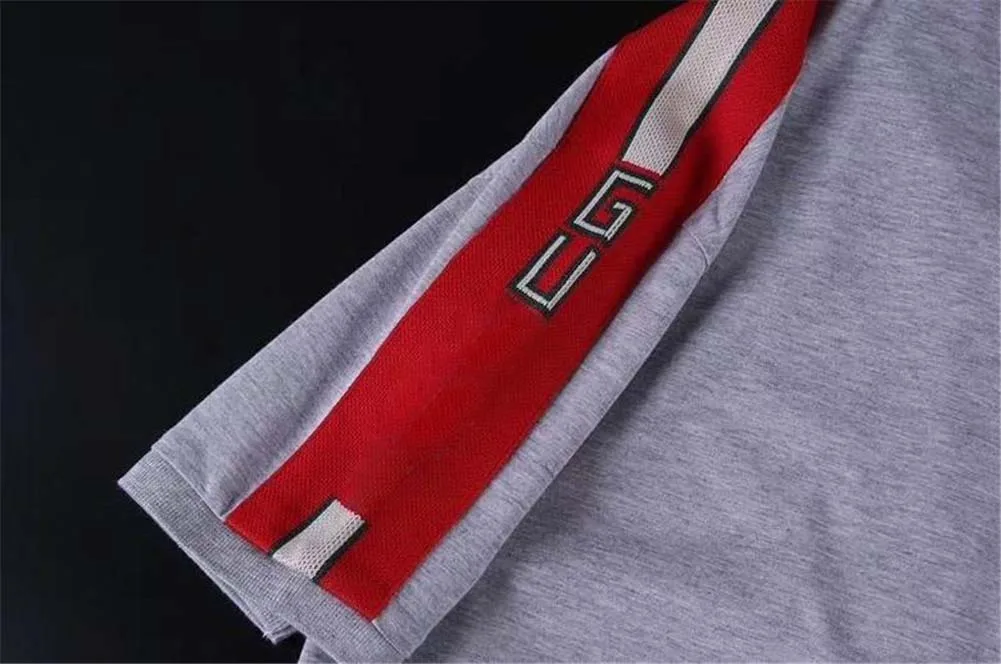 

100% Cotton 21SS Polo Shirt Mens T-shirt Fashion Clothing Short Sleeve Punk Hip Hop Top Striped Letters Skateboard hoodie Red