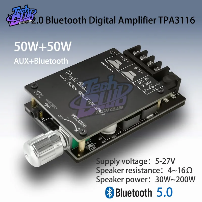 HIFI беспроводной Bluetooth 5 0 TPA3116 цифровой усилитель мощности аудио Плата TPA3116D2 50WX2