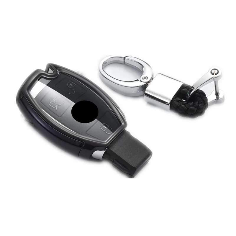 black with keychain ТПУ чехол для ключей автомобиля для Mercedes Benz W203 W210 W211 W124 W202 W204 W212 W176 AMG аксессуары брелок - Название цвета: black with keychain
