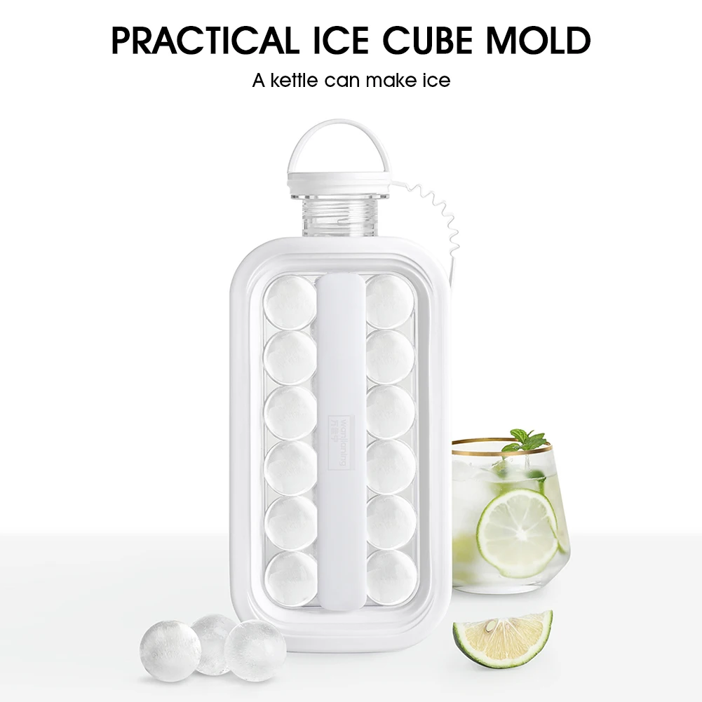 

Ice Cube Tray 17 Ice Ball Makers Kettle 2 In 1 Ice Ball Mold Bottle With Screw Lid Easy Release Flat Body For Whisky Beer Party