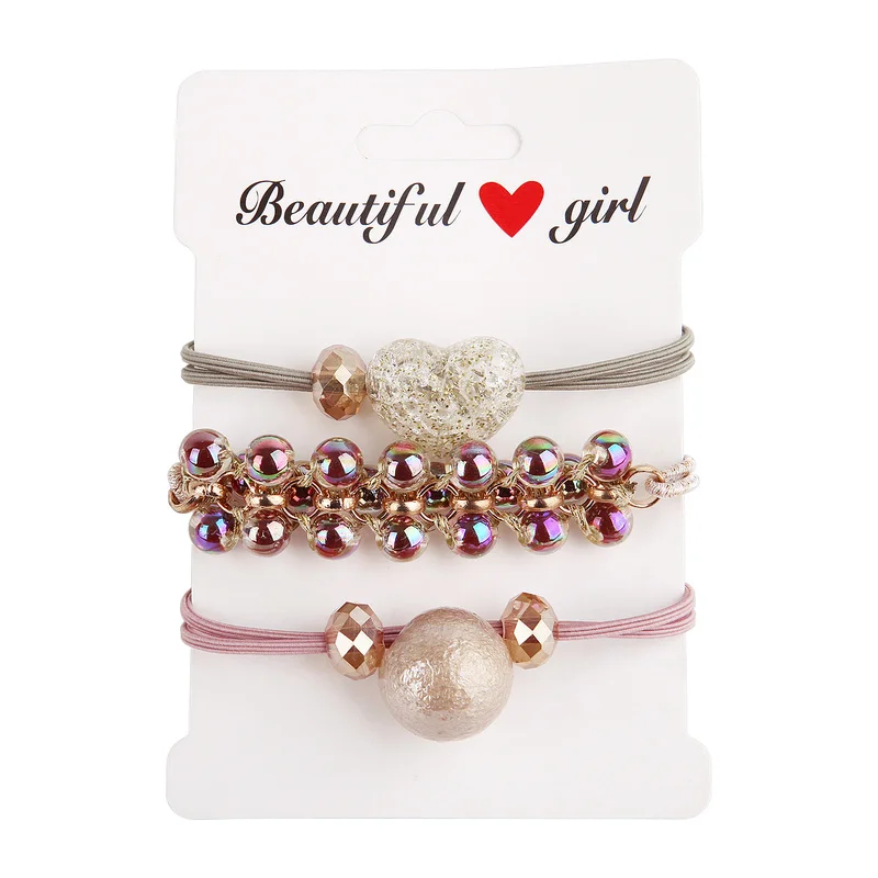 3 шт. браслет двойного назначения кольцо для волос с кристаллами и жемчугом набор