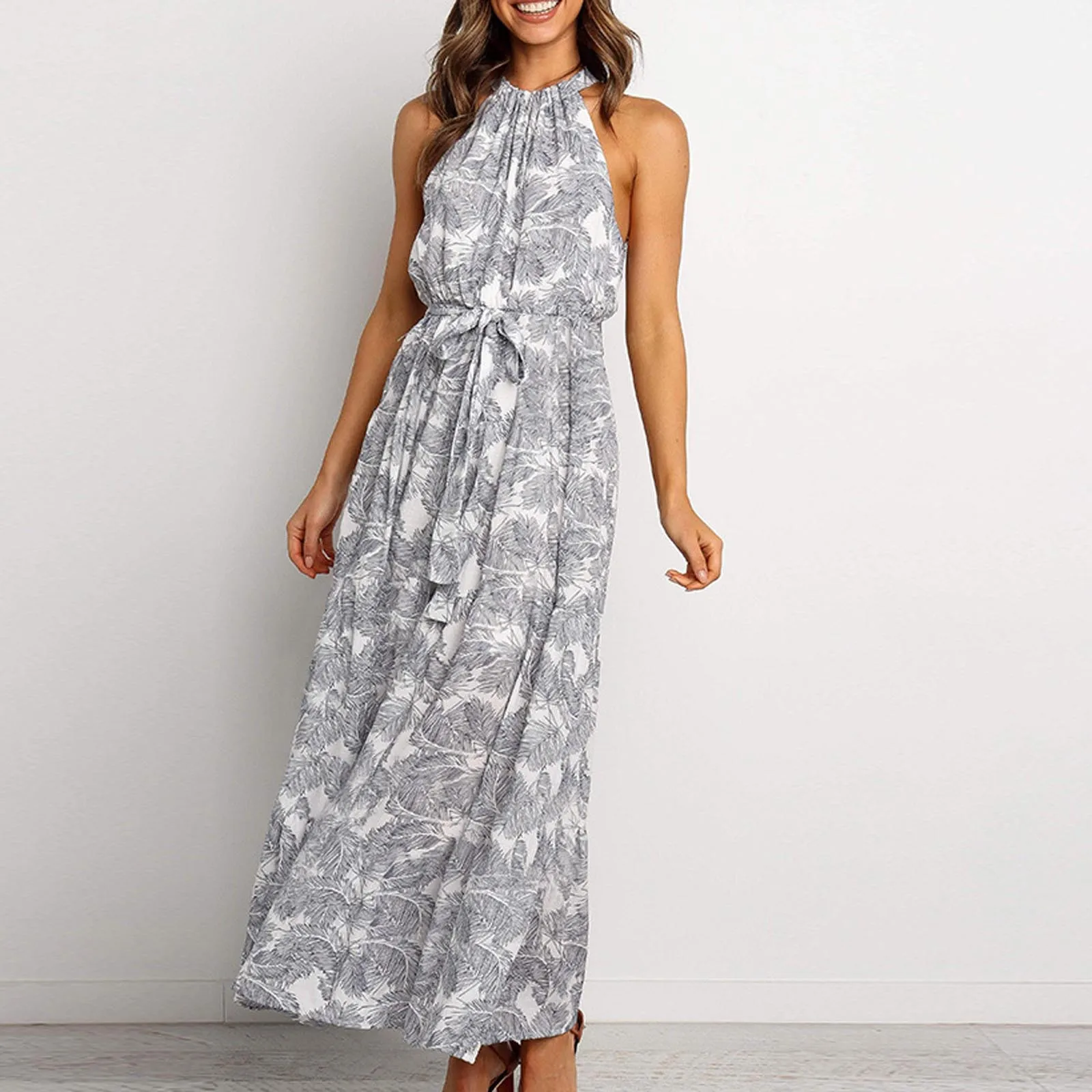 Fashion Women's Summer Dress Boho Floral Printing Dress Broken Flower Sleeveless Long Dresses for Women vestido de mujer