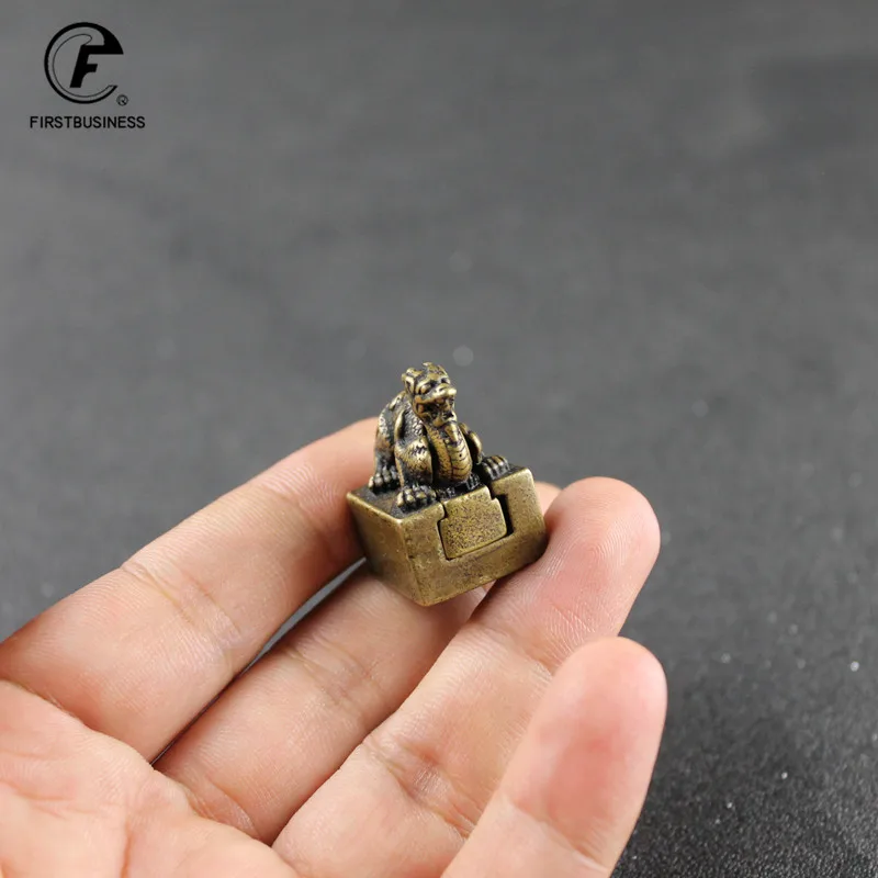 Резной маленький медный дракон домашний декор с уплотнением винтажные латунные