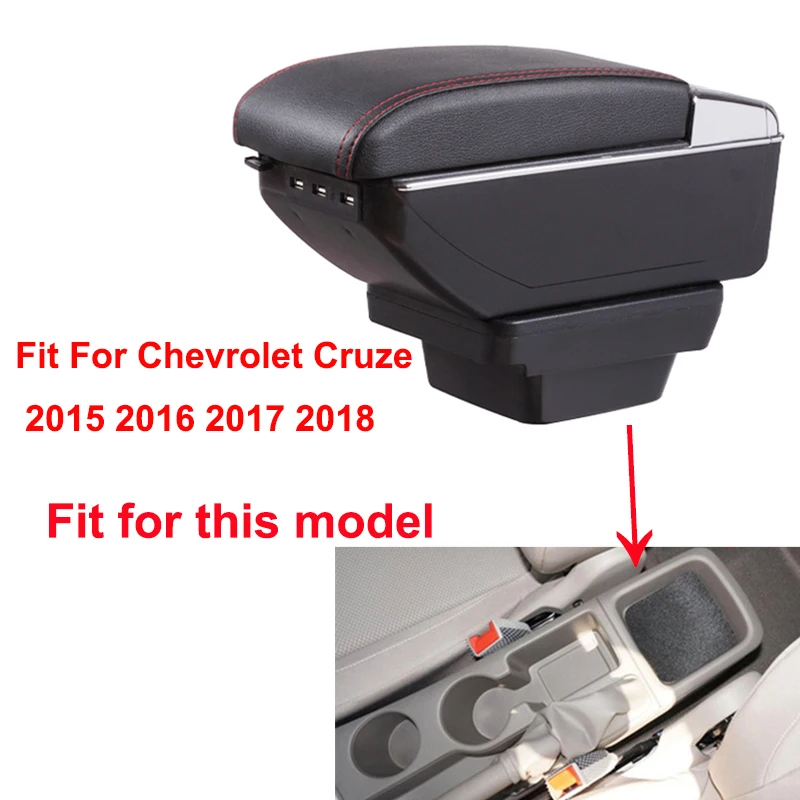 For Chevrolet Cruze 2015-2018 Armrest USB Charging Interface Heighten Central Store Content Box Cup Holder Ashtray Accessories | Автомобили