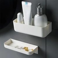 shower caddy adhesive bathroom organizer wall mounted storage rack makeup spices remote holder for kitchen bathroom