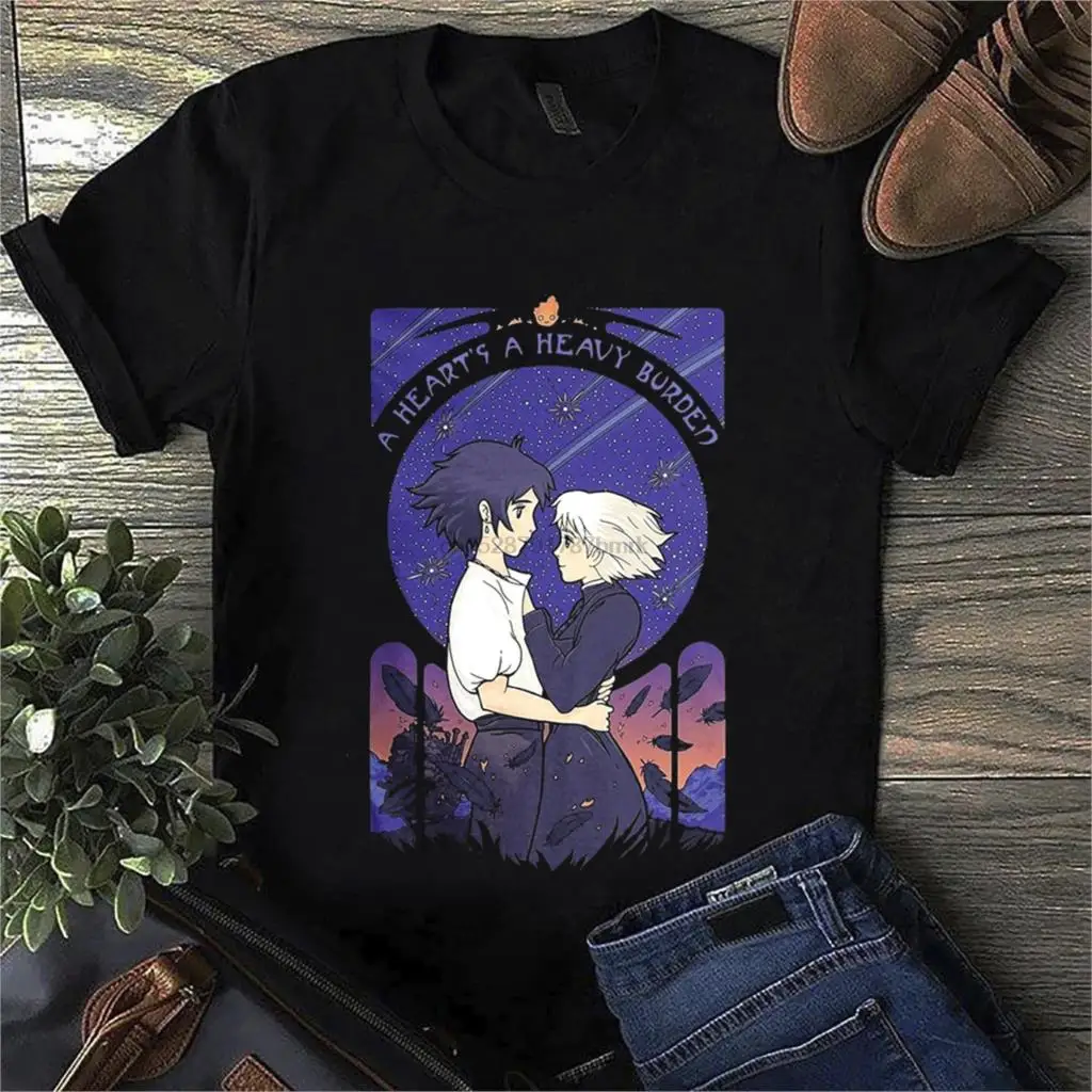 HowlS Moving Castle A HeartS Тяжелая футболка Черная Хлопковая мужская S 4Xl 014481 | Мужская