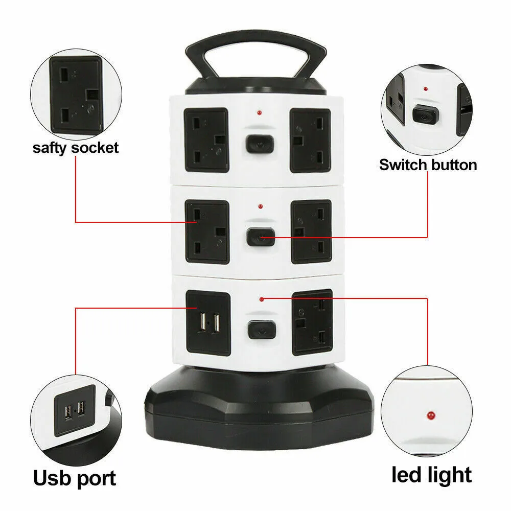 Креативный вертикальный удлинитель с несколькими отверстиями 7/11/15 розеток