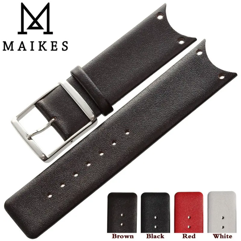 MAIKES Good Quality Genuine Leather Watch Strap Band Accessories fashion Black Watchbands For CK Calvin Klein KOH23100 KOV231