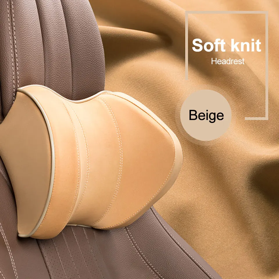 Beigecloth Автомобильное u-образное сидение, подушка с памятью, подголовник, поясничная опора для комфортного универсального автомобиля, красный/бежевый/кофейный/черный, для вождения и путешествий - Цвет: Beigecloth