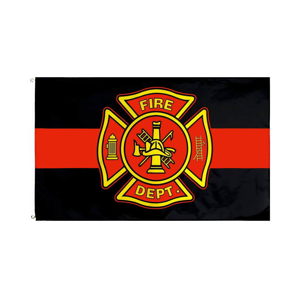Xiangying 90x150cm Red Line Black Fire Department Flag | Flags