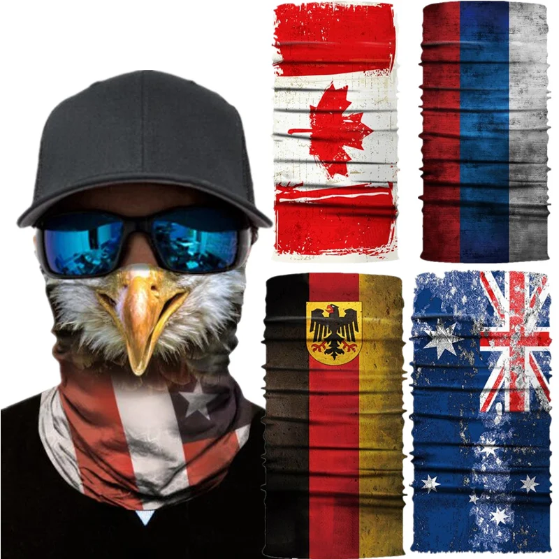 Шарф с национальным флагом США Великобритании DE IT RU для езды на мотоцикле шарф