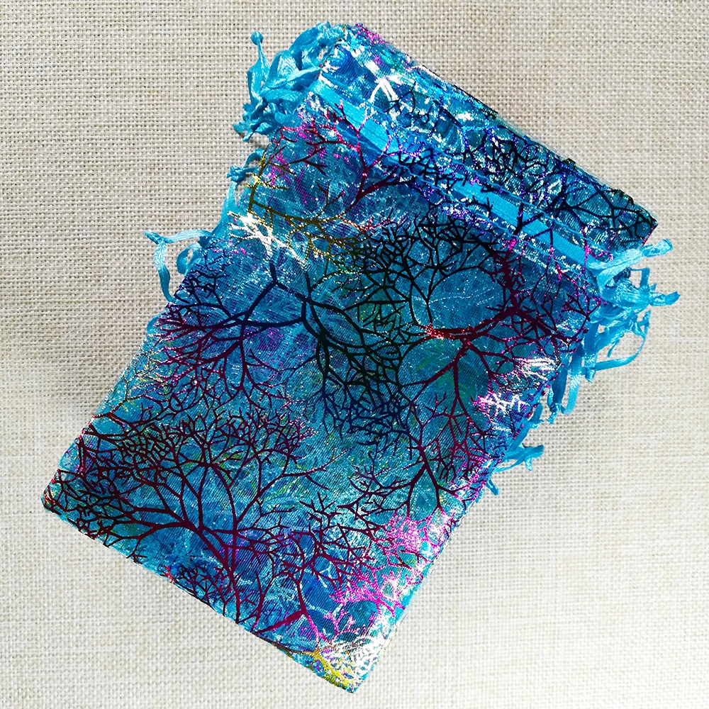 50 шт., 7x9, 9x12, 10x15 см, сумки из органзы на шнурке, Белые и красочные упаковочные сумки для ювелирных изделий, сумки для свадебного подарка, сумки для украшений