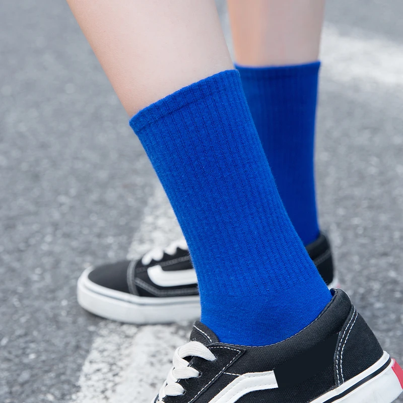 Unisex Rainbow Color Men Socks 100 Cotton Harajuku Colorful Mid Standard 1 Pair | Мужская одежда