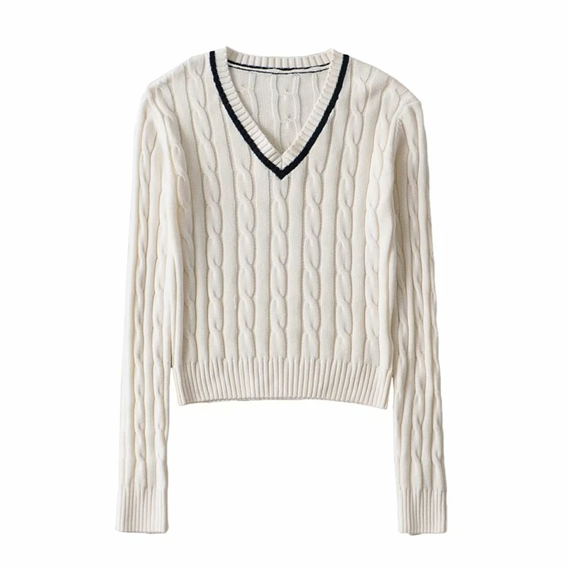 

Fall cropped sweater kawaii cute sweaters knitted woman sweaters long sleeve crop top winter twist pullover vintage white blue