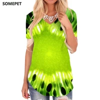 somepet kiwi t shirt women fruit t shirts 3d green v neck tshirt dizziness tshirts printed womens clothing hip hop casual tops