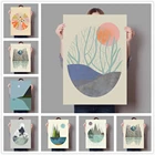 Настенный плакат с изображением леса, деревьев, Луны, минималистичный скандинавский домашний декор для гостиной, спальни