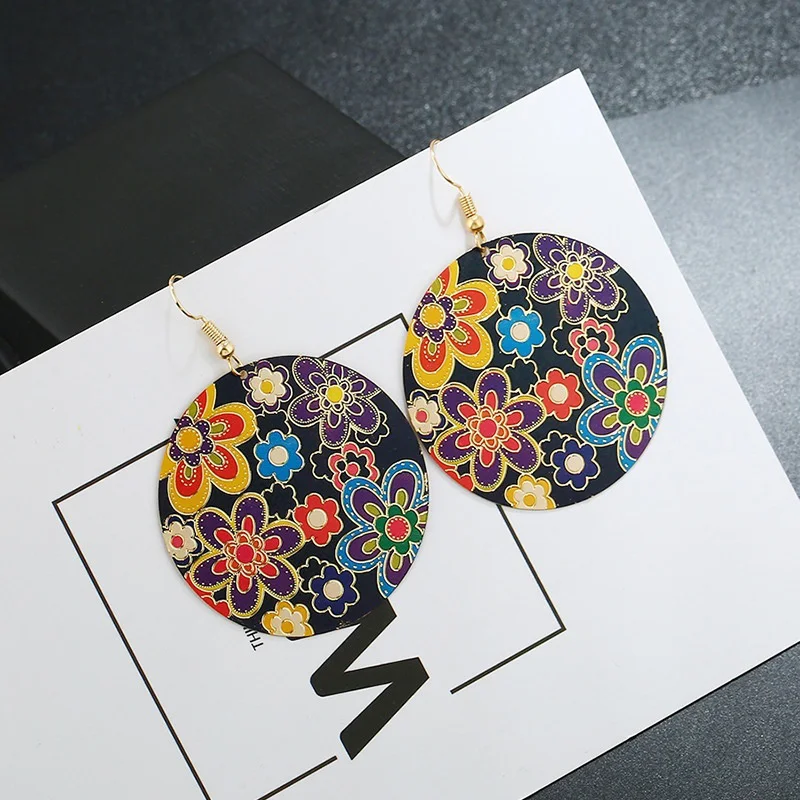 2020 винтажные этнические Золотые Большие круглые серьги с крючком разноцветные