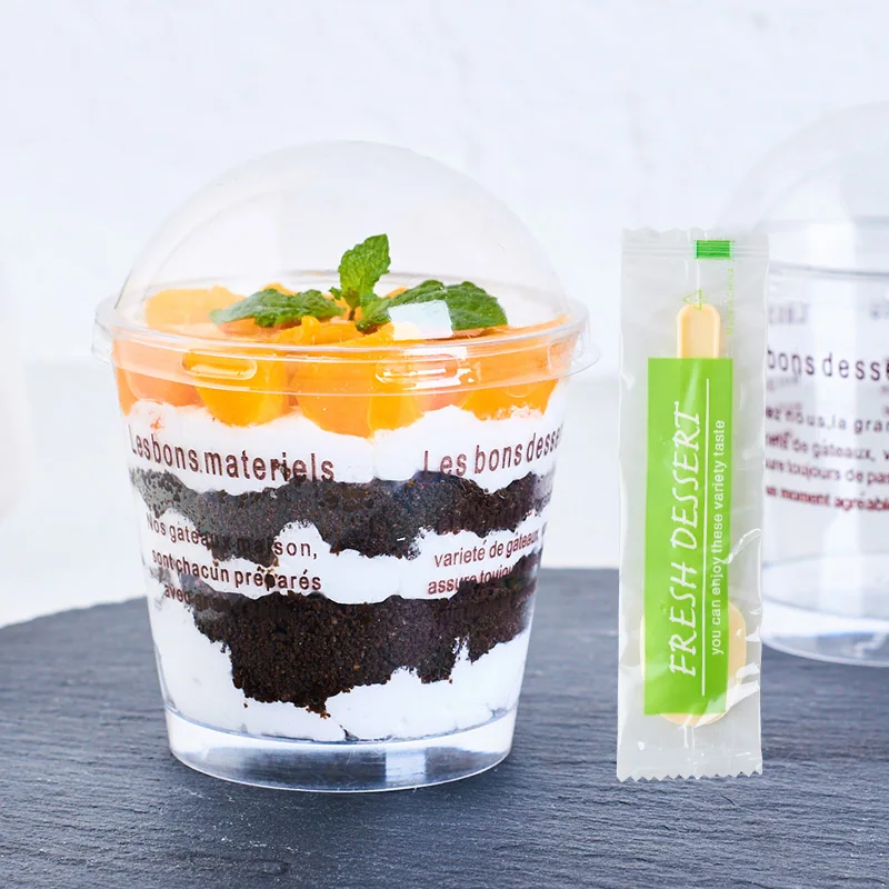 

50pcs Net Red Sawdust Cup Dessert Cup Round Mousse Cup Party Tiramisu Pudding Cup Transparent Plastic Cake Box With Lid