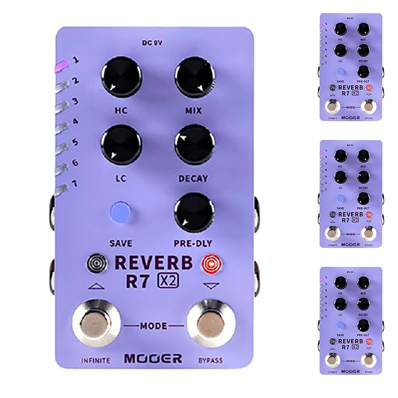 

Процессор с эффектом реверберации MOOER R7 REVERB X2 содержит 14 звуков реверберации для поддержки предустановленных эффектов переключения