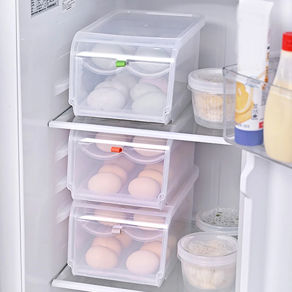 

Household Egg Carton Refrigerator Kitchen Double-layer Storage Box Egg Rack Automatic Rolling Storage Box