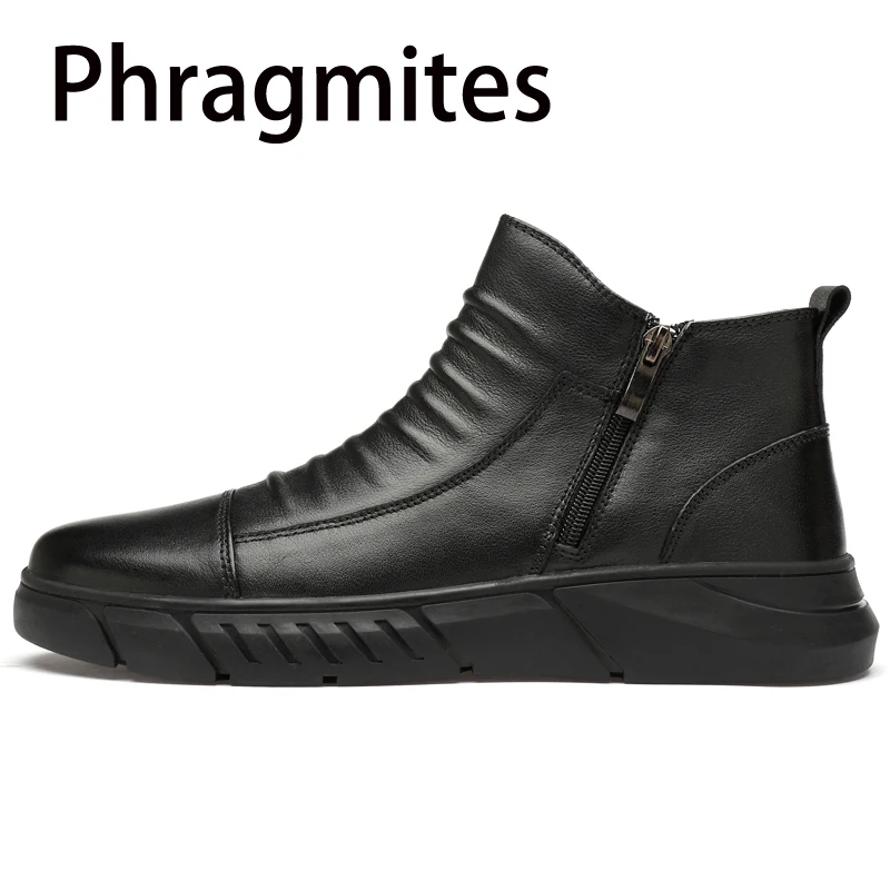 Phragmites/кожаная повседневная обувь в деловом стиле; новые брендовые кожаные ботильоны; мужские ботинки осень-зима; удобная мужская обувь