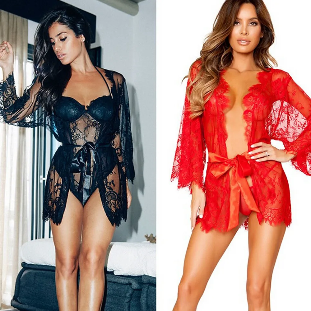 

Hot Homewear Solid Dress V Neck Nightgown Women Nightdress Satin Lace Sexy Sleepwear Lingerie Gown Nuisette Nighty Robe Hot 2020