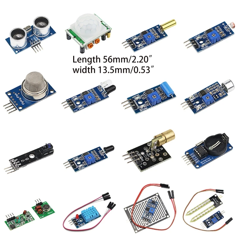

67JA Ultimate Starter Kit for Raspberry Pi with 16 Different Sensor Modules Kit Electronic Components Necessary Accessories