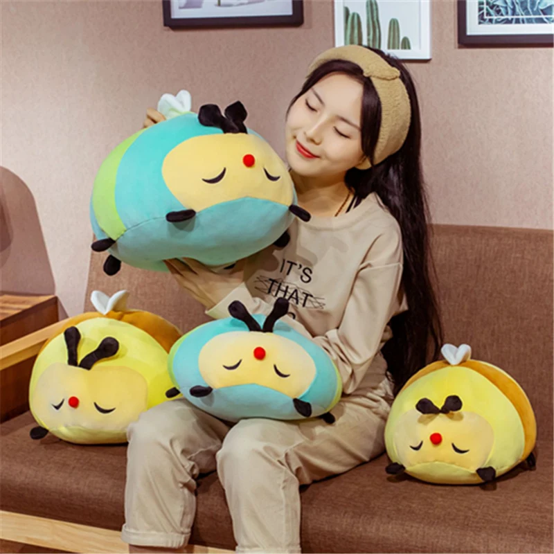 

Cute cartoon hardworking bee plush toy baby soothing accompany sleeping pillow home decoration ornaments girls birthday gift
