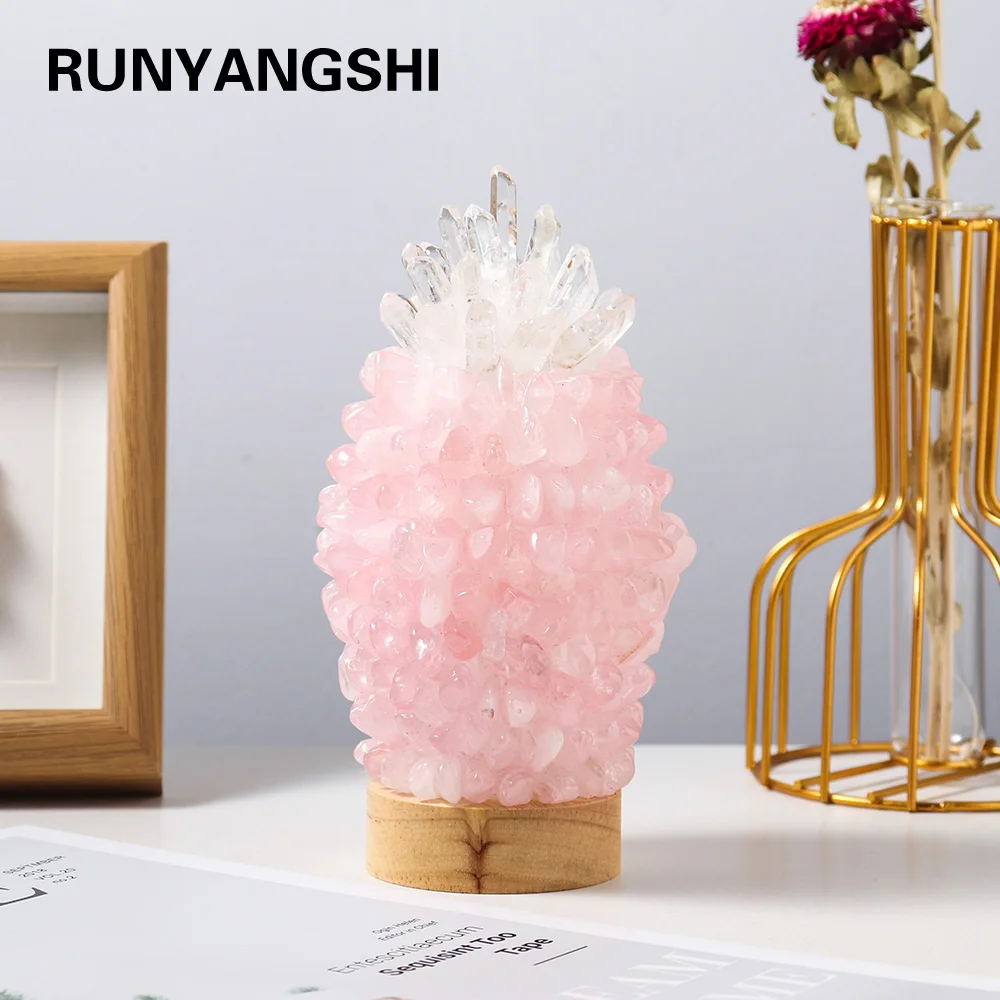 Natural Rose quartz Crystal lamp Nightstand light Crystal gem making USB interface Health energy gem for gifts