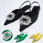 Новинка лета 2021, женская обувь, розовые свадебные туфли с блестками, босоножки с открытыми кристаллами, женские элегантные туфли-лодочки