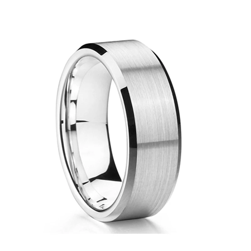 

Custom Matte Finish 857 tungsten carbide rings for men and women 8mm bevelled finger ring wholesale