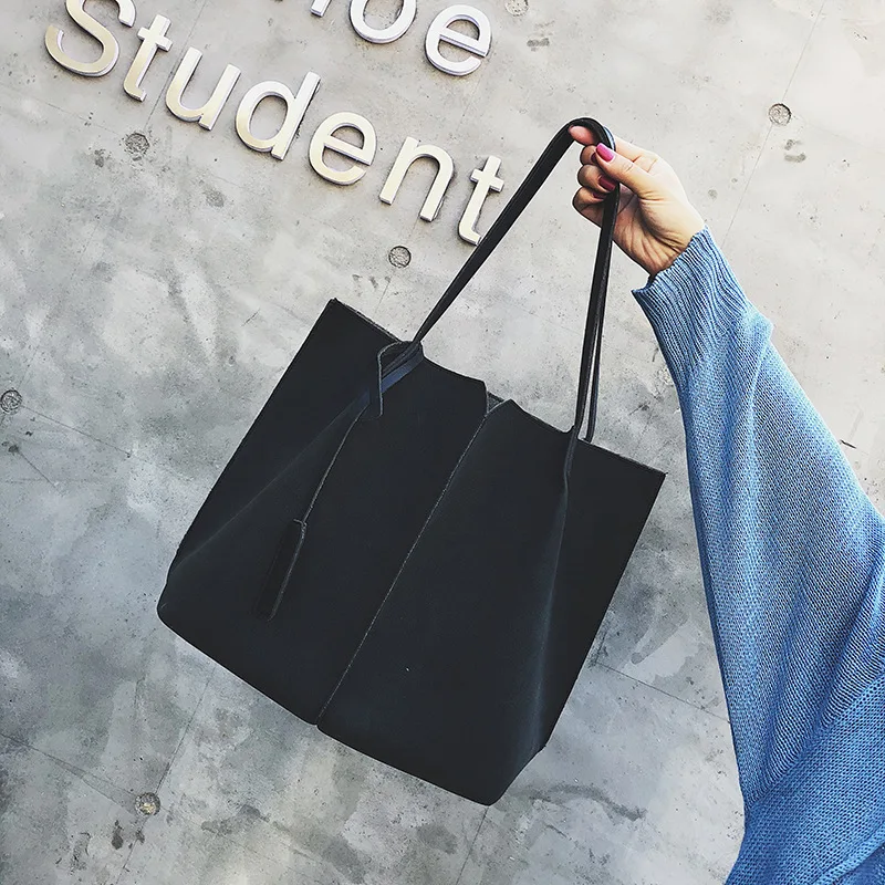 

One-Shoulder Big Bag Women's 2019 New Style INS Different Size Bags Fashion Soft Leather Large-Volume Korean-style Simple Versat