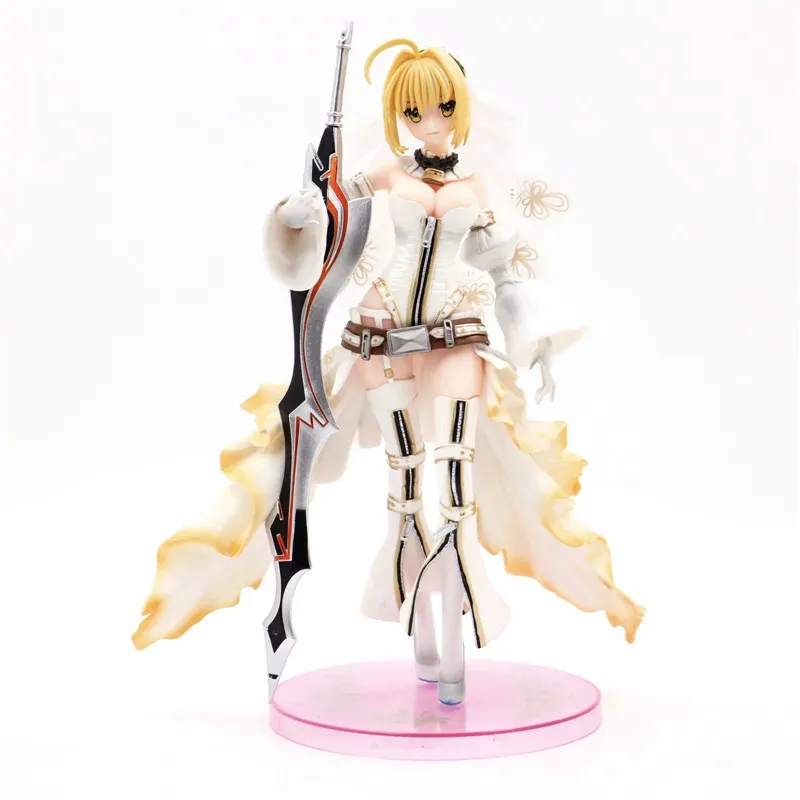 

NEW 23CM Anime Fate Grand Order SABER Wedding Dress Ver. PVC Action Fgiure Collectible Model Toys Soldier Finished Product 1/6