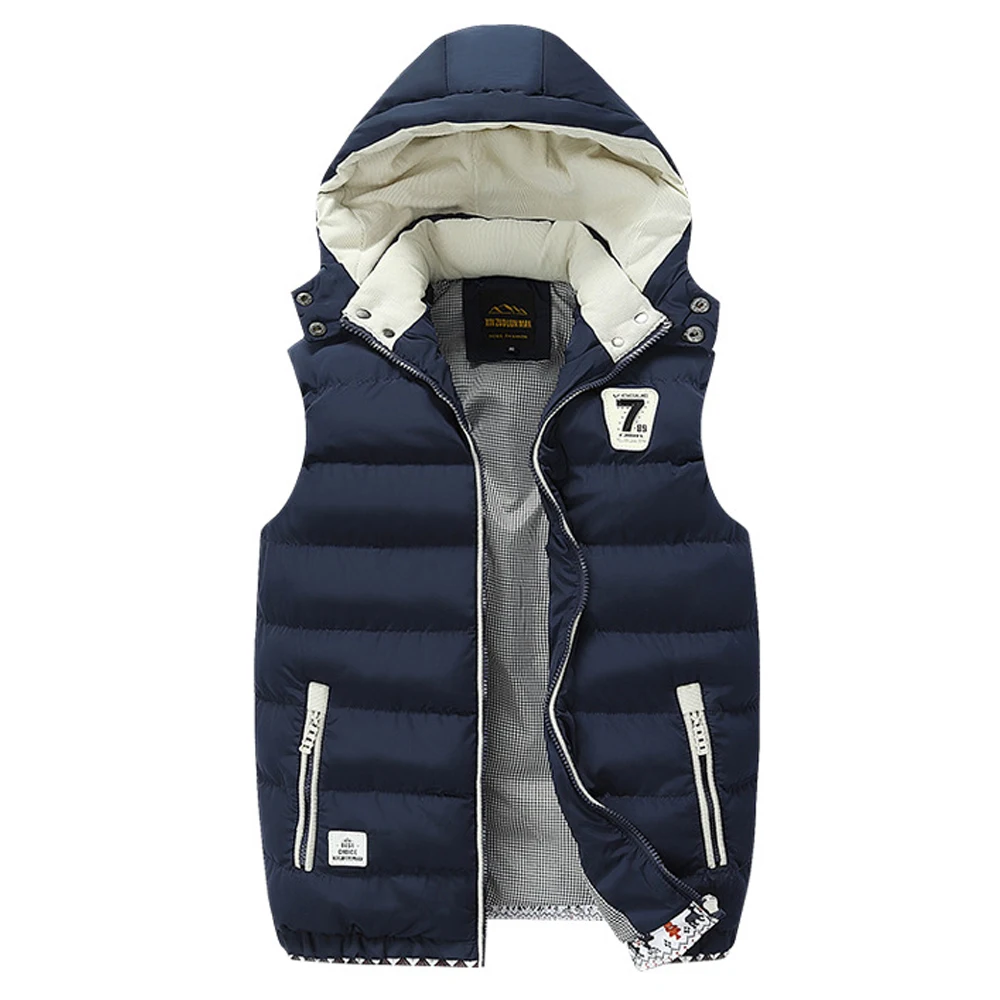 

Mens Winter Vest Jacket Sleeveless Cotton Coat with Hood Men Casual Fashion Coat Waist Coat Autumn Padded Vest Plue Size 5XL