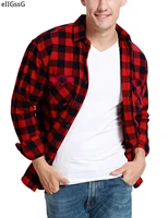 new mens pocket flannel plaid cotton fashion shirt long sleeved checkered casual slim black warm autumn and winter shirt new