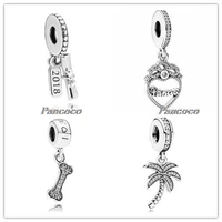 925 sterling silver bead charm vintage palm tree with crystal pendant beads fit pandora bracelet necklace jewelry