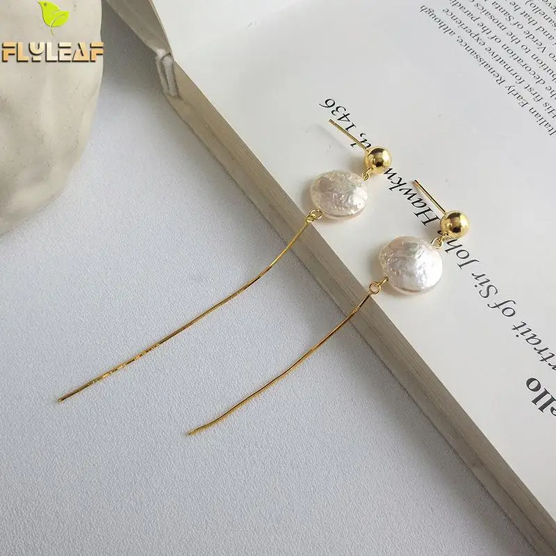 Женские длинные серьги Flyleaf из серебра 925 пробы с натуральным